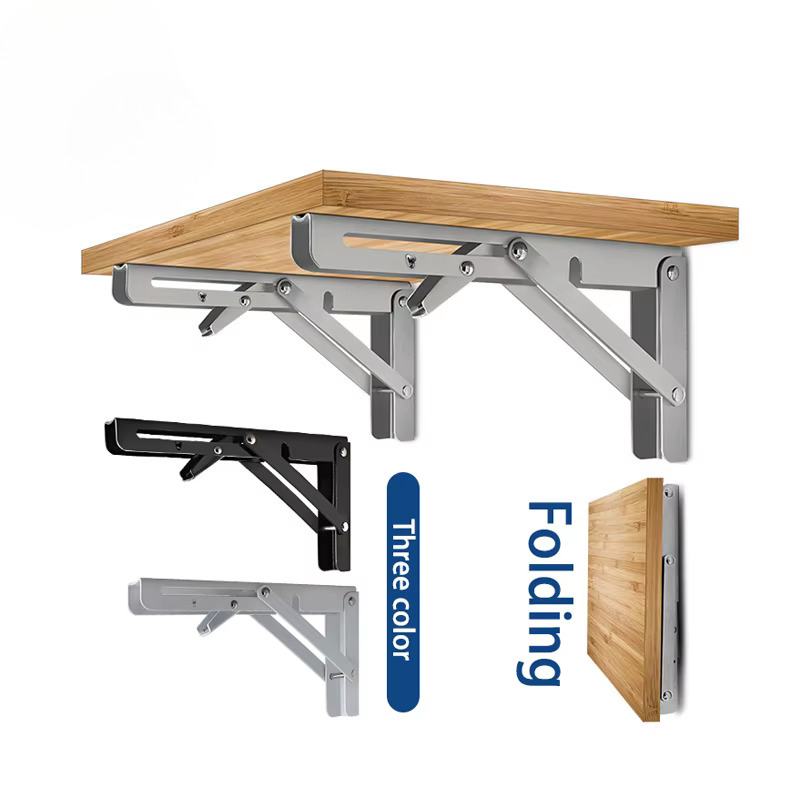 Wholesale Furniture Hardware Stainless Steel L Corner Bracket Mounting Folding Shelf Wall Brackets