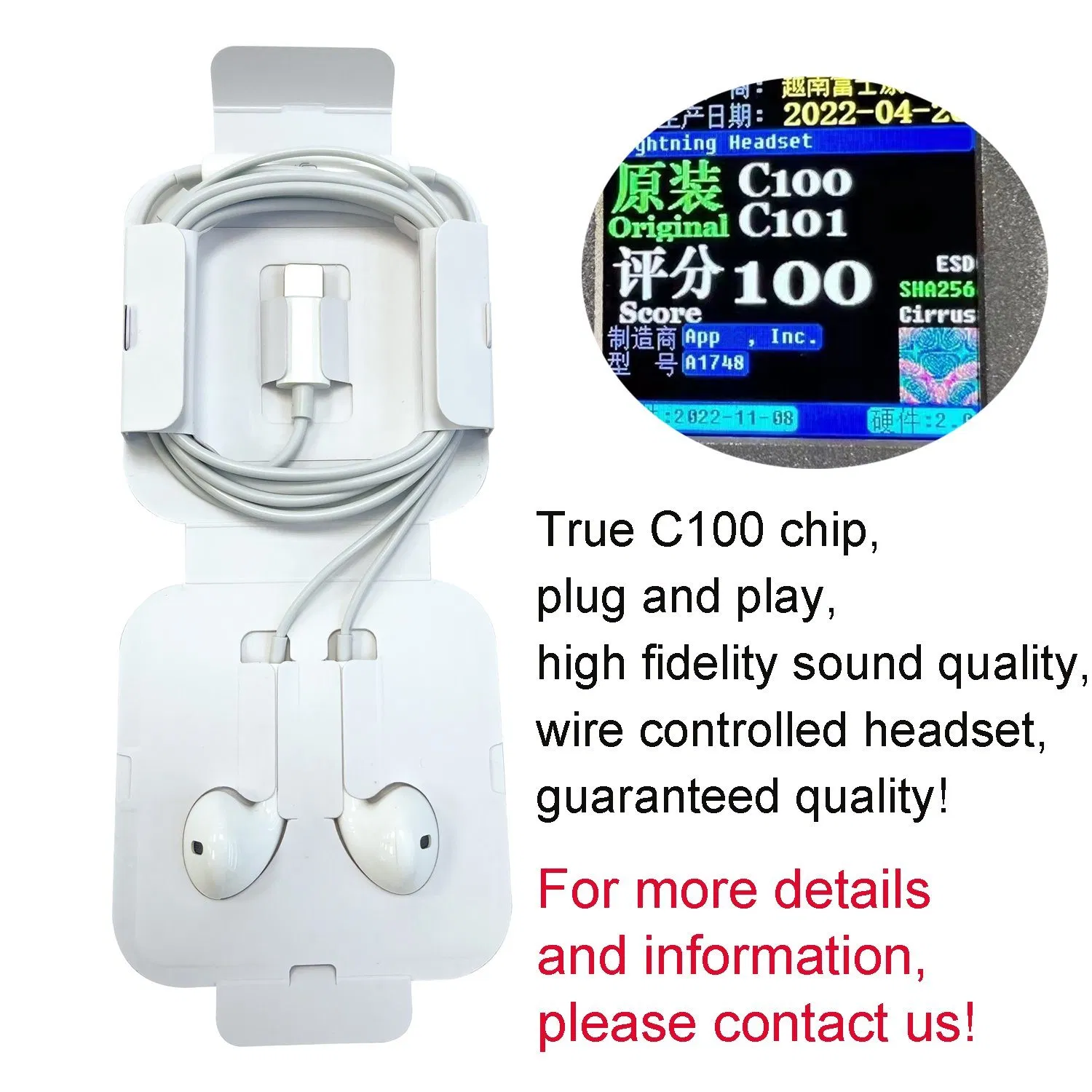 Original Headphones for I Phone Earbuds with Microphone Handsfree Wired Earphones