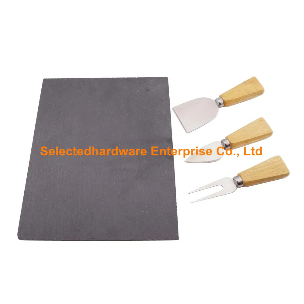 Набор ножей и доски для сыра с деревянными ручками, 4 предмета