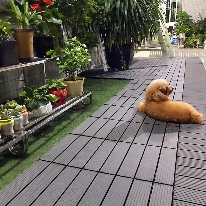 Multiple Design and Texture Are Offered to Suit Different Style Preference Free Installation Waterproof UV Resistance Colorful DIY WPC Decking Tile