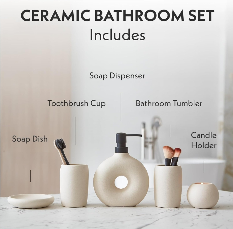 Tidy Look Single Ceramic Dispenser Neutral Shade Vanity Bathroom Accessories