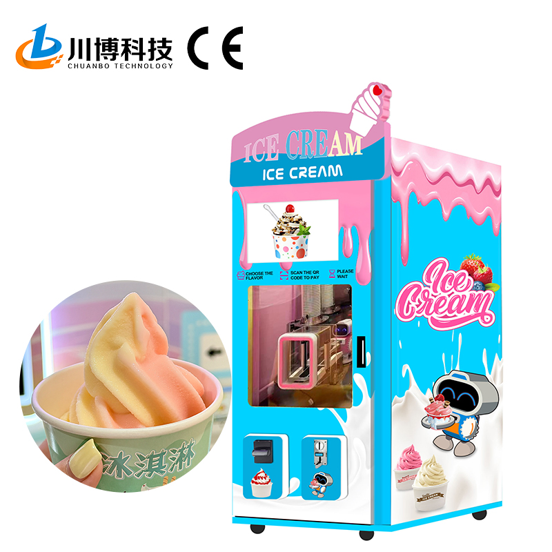 Multiple Flavors Automatic Robot Making Soft Ice Cream Vending Machine