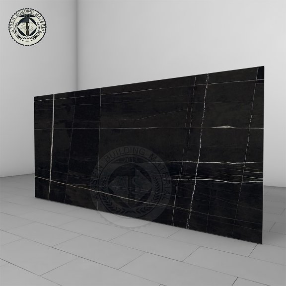 Natural Finish Marble Porcelain Slab 3200*1600*12mm Large Ceramic Tile Slab Hotel Luxury Black Sintered Stone