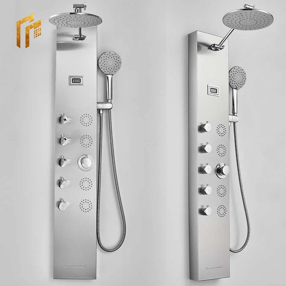 Factory Direct Price Best Aqua Massage Stainless Steel Bathoom Shower Rain Rainfall Panel Set Faucet System Tower with Body Jets