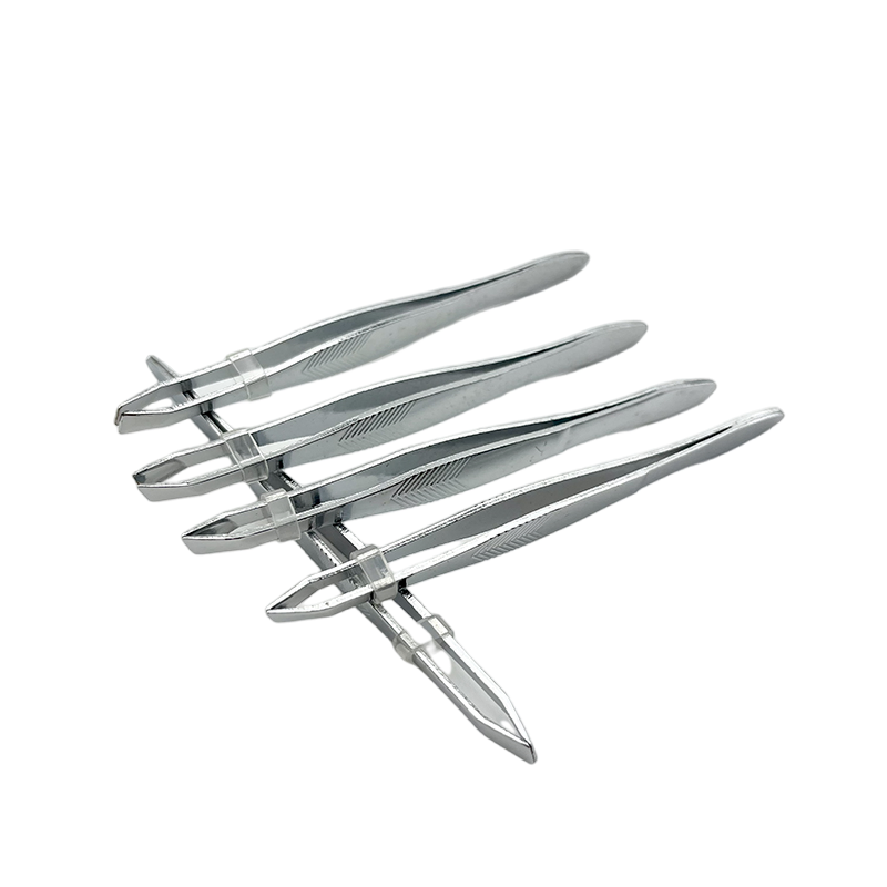 Beauty Makeup Tool Silver Flat Slanted Stainless Steel Eyebrow Tweezer