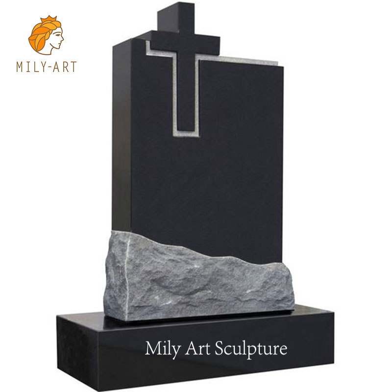 Simple Granite Headstone with Carving Feather Granite Monuments
