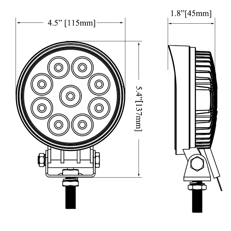 Круглый светодиодный рабочий фонарь 4 дюйма 27W для внедорожников