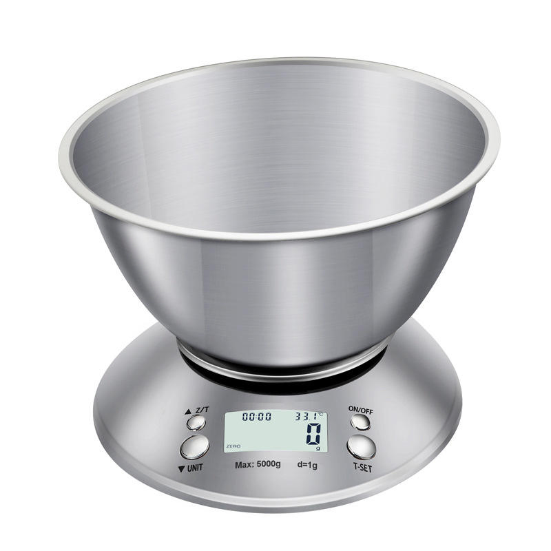 High Load-Bearing Stainless Steel Food Weight Electric Kitchen Scale with Bowl