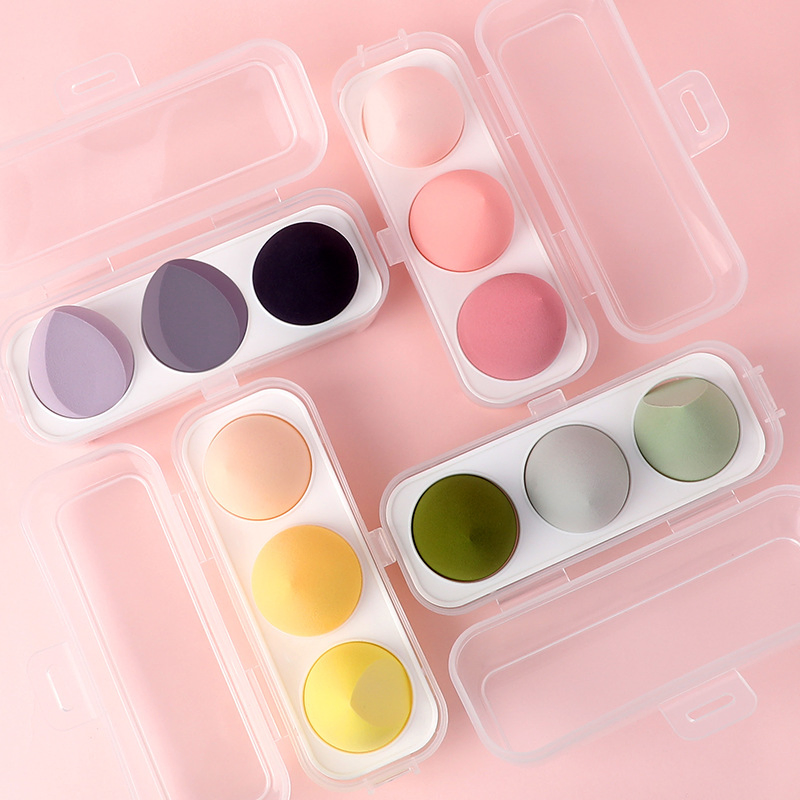 Mix Color Makeup Sponge Cosmetic Powder Puff Make up Foundation Sponge Blender in Plastic Box