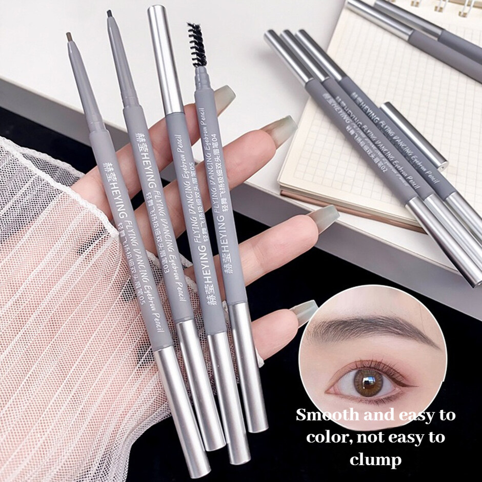 Double Ended Spiral Fine Eyebrow Pencil with Fine Point and Built in Spoolie Brush for Brow Definition