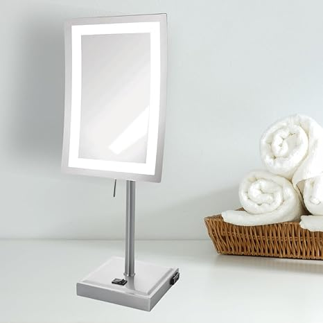 Rectangular Desktop Makeup Mirror 5X Magnification with Chrome Plated Nickel Finish