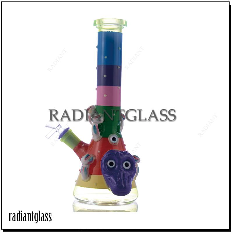 Wholesale Carton Cow Character Mix Color Glass Water Pipe Beaker Hookah Smoking Pipes