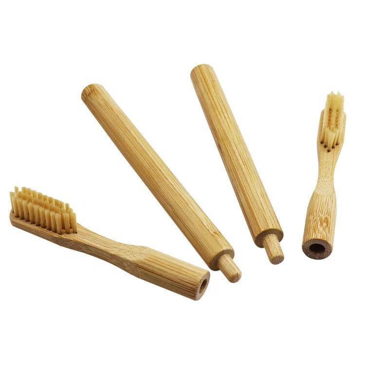 Biodegradable Soft Bristles Natural Bamboo Toothbrushes with Replaceable Bamboo Brush Heads