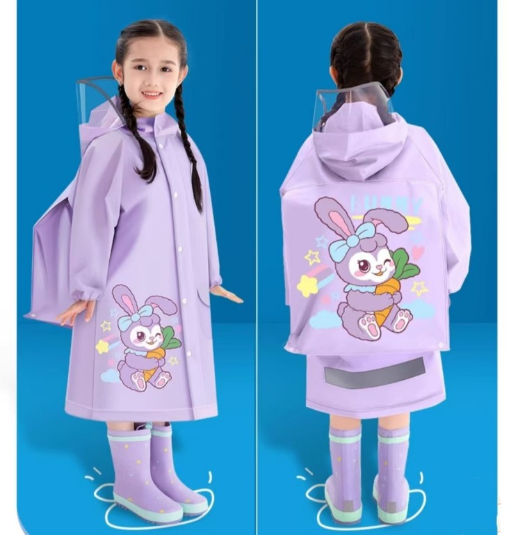 Outdoor Waterproof Eco-Friendly EVA Children Hiking Cartoon Printing Raincoat for Kids