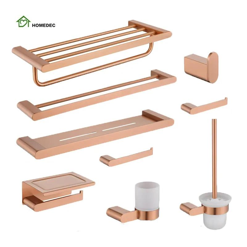 Комплект аксессуаров для ванной Rose Gold, нержавеющая сталь