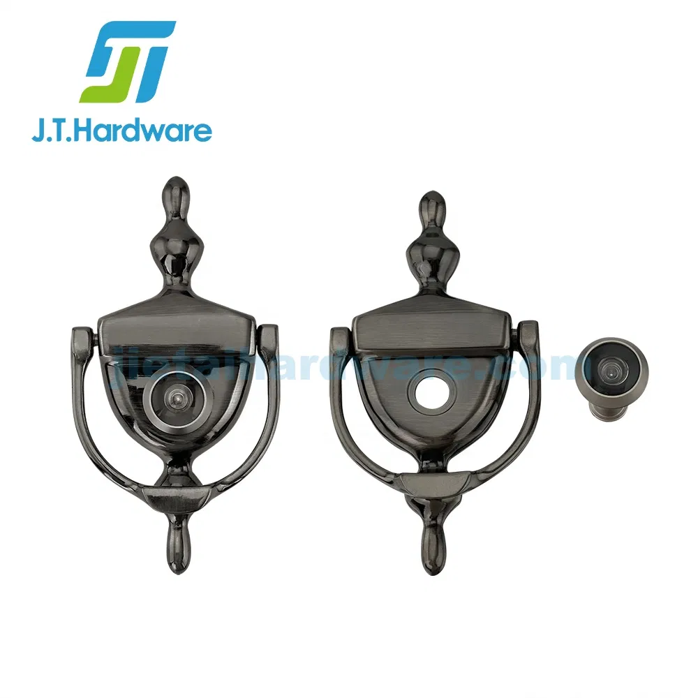 Door Accessories 200/220 Degree Solid Brass Black Nickel 2-in-1door Viewer Door Knocker