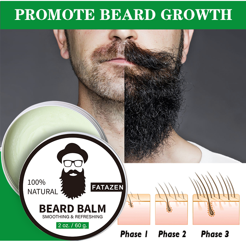 Hot Selling Natural Vegan Strengthen Soften Beard Wax Mustaches Care Men Beard Balm OEM Organic Beard Shea Butter Growth Balm