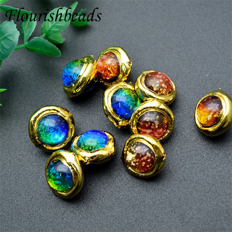 Wholesale 18K Gold Plated Various Colors Round Shape Glass Quartz Loose Beads