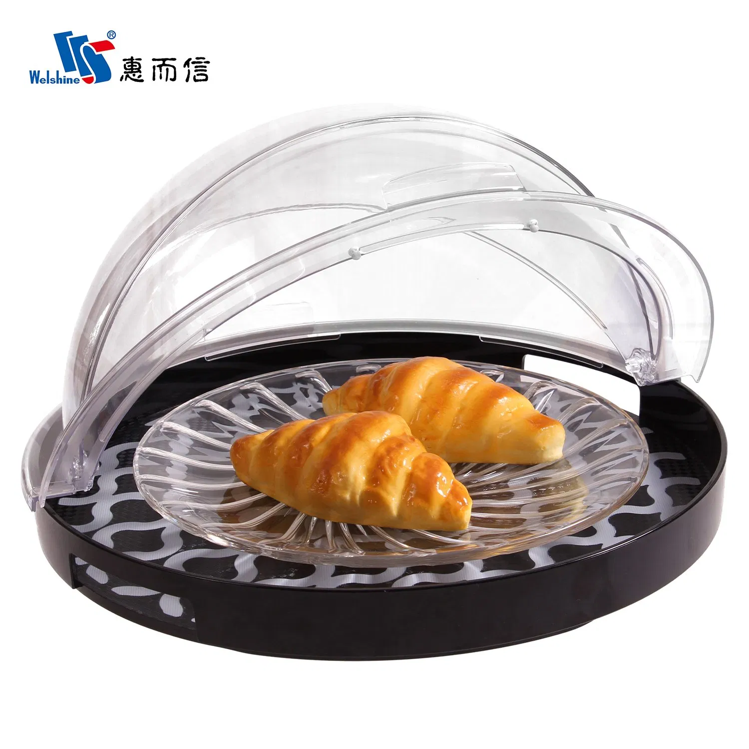 Flip-Open Clear PC Display Stackable Plate Restaurant Food Cover