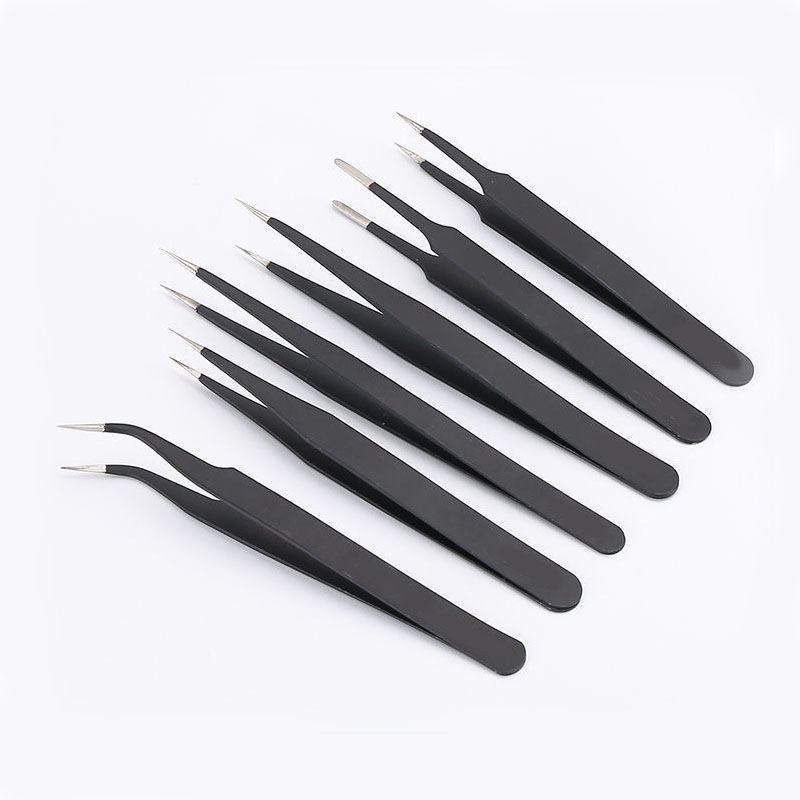 Premium Black Precision Tweezers Kit for Eyebrow and Lash Beauty