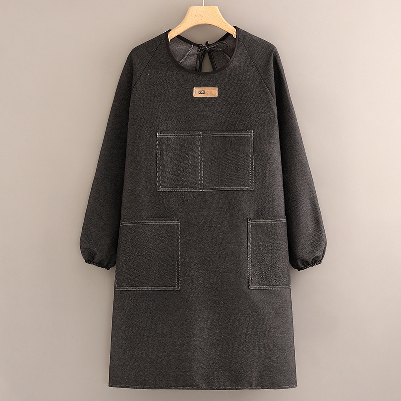Custom Denim Sleeve Apron Working Oil-Resistant Thickened Wear-Resistant Long Apron Garden Waterproof Oil-Proof Canvas Apron