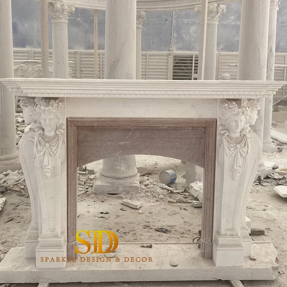French Louis Style High Quality White Marble Fireplace Mantels for Sale