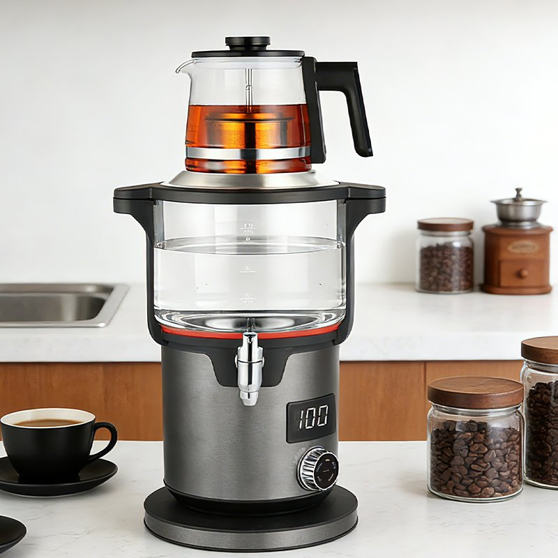Yuekon Factory Customized Hervidor Electrico De Agua Turkish Tea Samovar 2000W 4.5+1.1L Glass Water Boiler with Glass Teapot