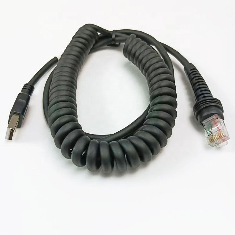 Factory Direct USB to RJ45 Rj50 Barcode Scanner Coiled Curly Spiral Cable