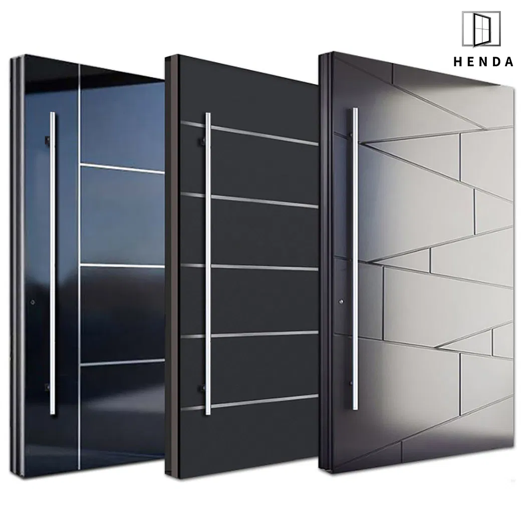 Factory Direct Villa Exterior/Interior Entry Metal Stainless Security Modern Wrought Iron Single Main Gate Design Wood Pivot Front Entrance Steel Door