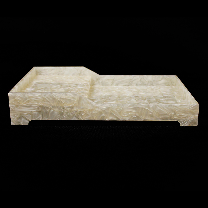 Hotel Suppliers Customized Rectangular Cup Holder Acrylic Bathroom Amenity Tray with Drawer