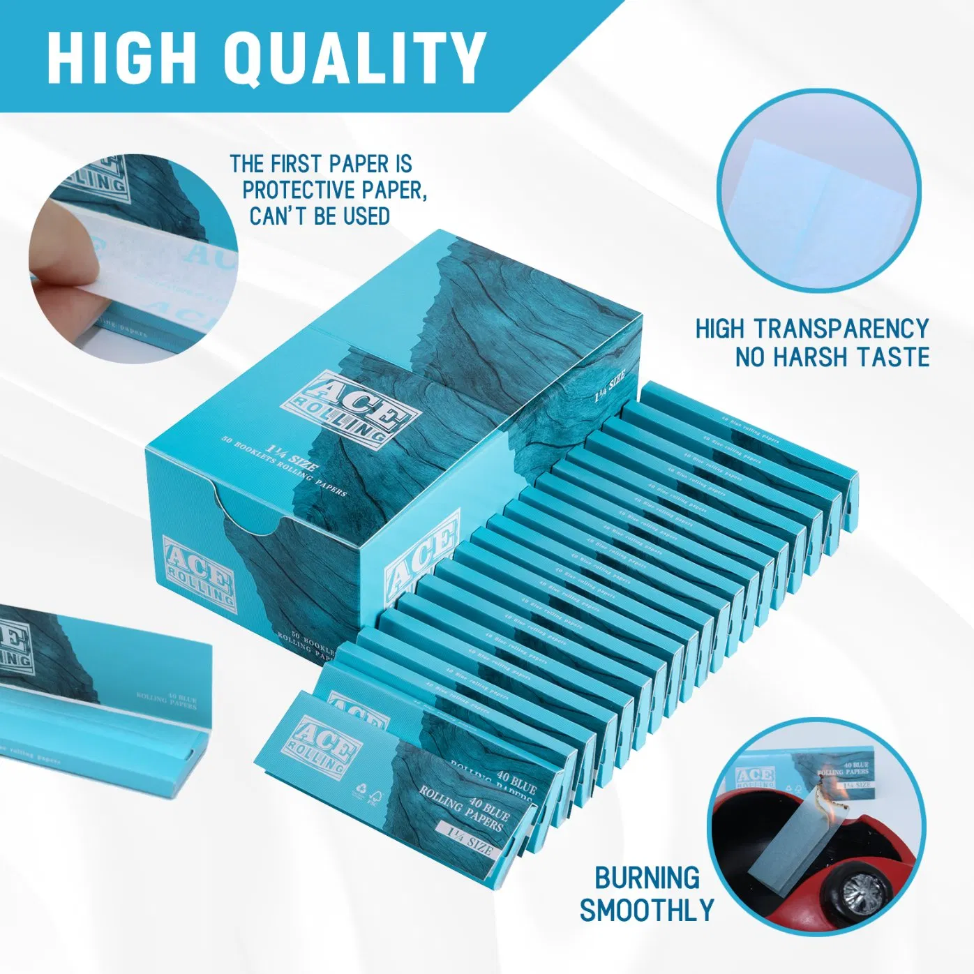 Wholesale Custom Slow Burning Cigarette Paper Tobacco Smoking Rolling Paper
