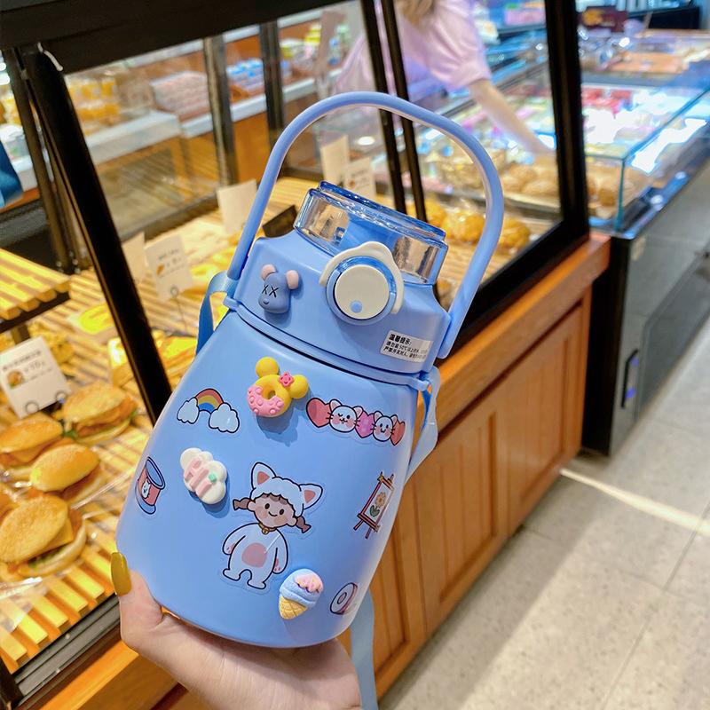 800ML New design stainless steel bottle With straw used for sports