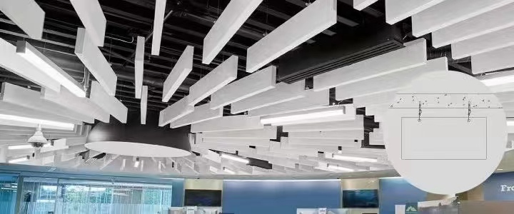 AG. Acoustic Sound Absorbing Material Fiberglass Hanging Baffles Acoustic Wall Ceilings for Stadium