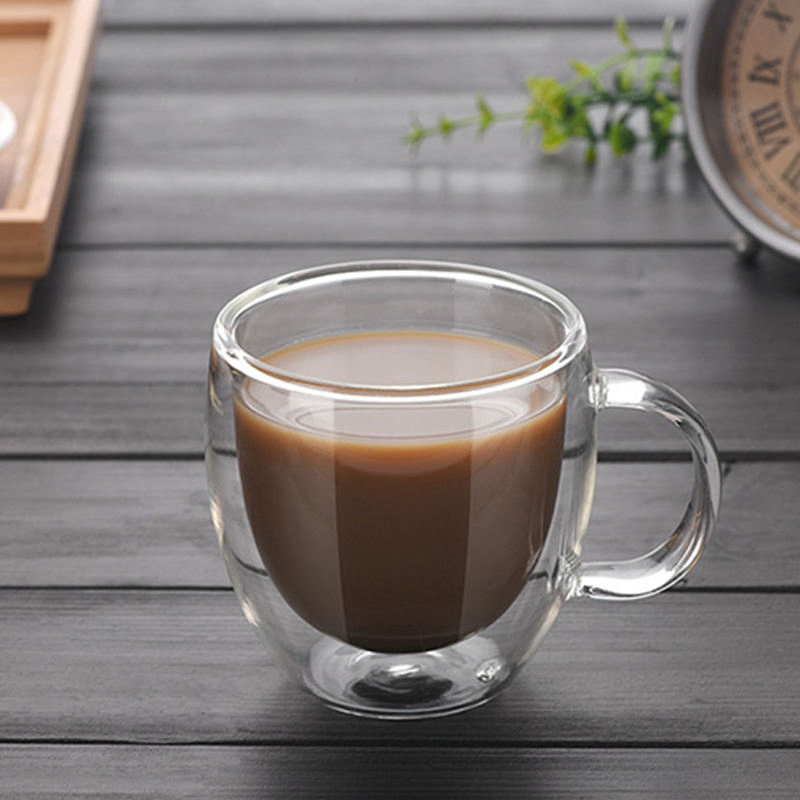 150ml Double Wall Glass Round Coffee Cup Mini Drink Mug