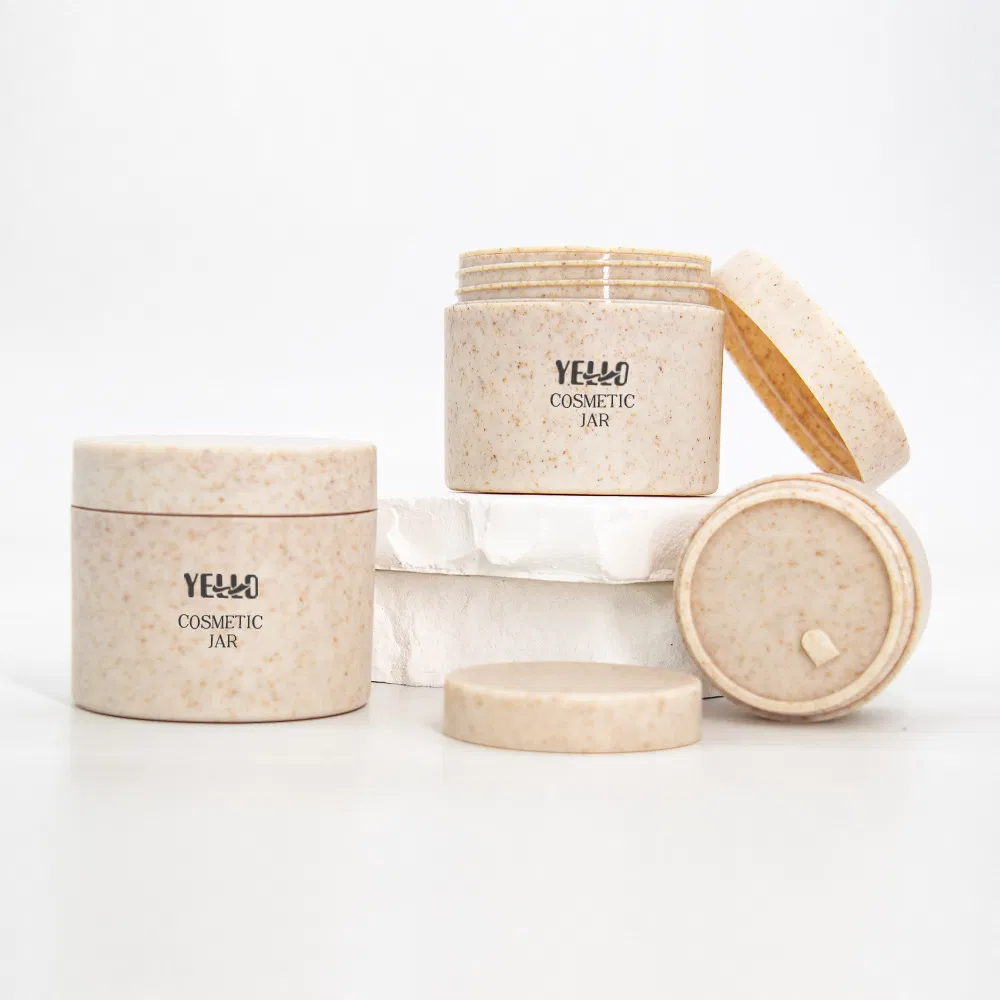 Round Eco Friendly 30g 50g 100g 150g 200g Wheat Straw Plastic Hair Face Cream Mask Body Scrub Butter Cosmetic Container Jars