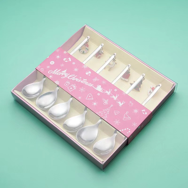 Hot Sale Christmas Special Cute Gift Set Stainless Steel Gold Cutlery Set Forks Dinnerware Tableware Set for Children Gift