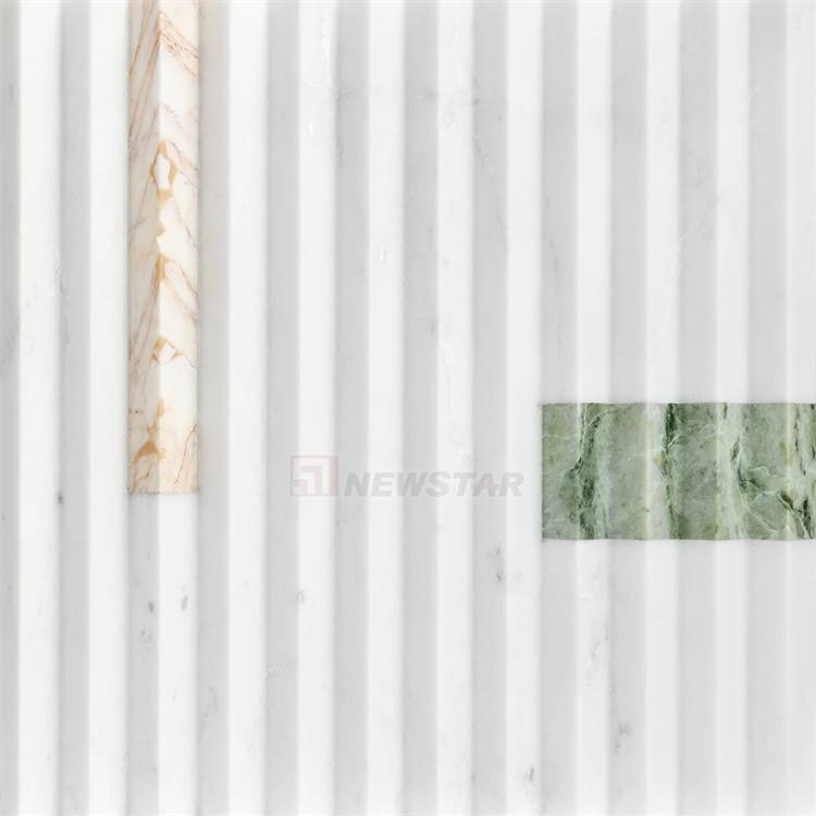 Newstar Wholesale Flute Mosaic Bathroom Wall Tile Calacatta Viola Marble Shower Kitchen Walls Tiles Marble Flute Tile