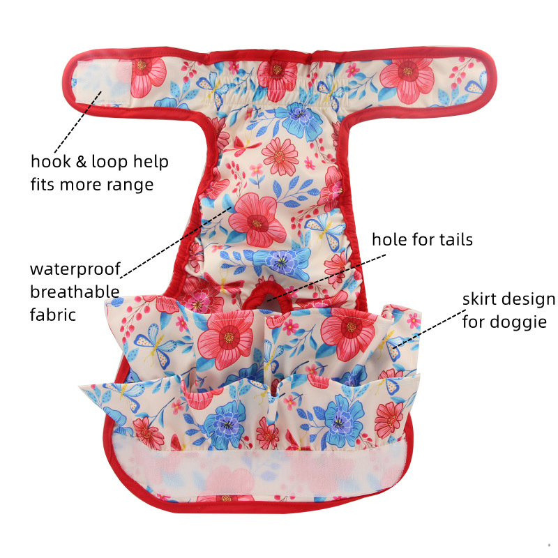 Pet Physiological Pants with Skirt Edges, Anti-Disturbance Female Dog Cloth Diapers, and Dog Physiological Pants