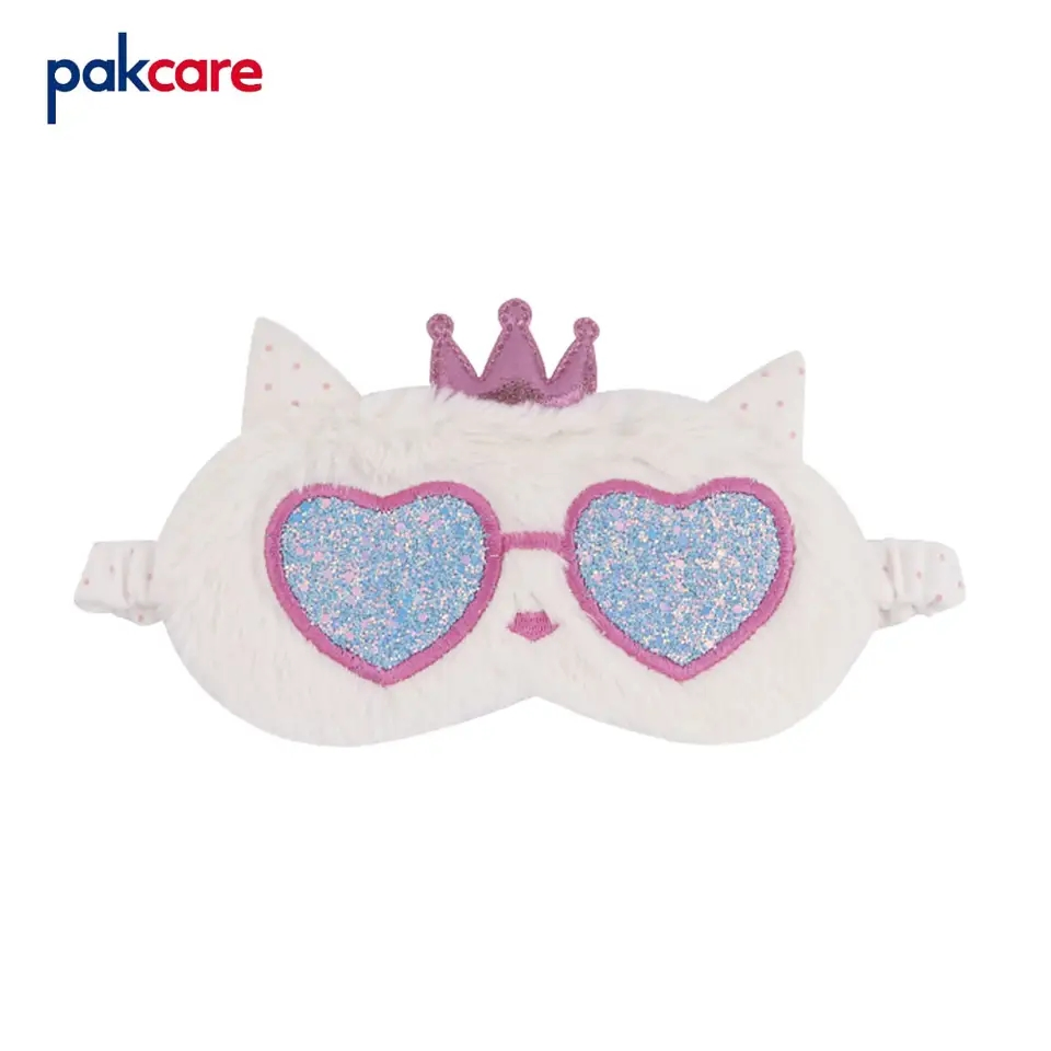 Quality Fur Plush Kids Cute Animal Sleeping Embroidery Pattern Eye Masks