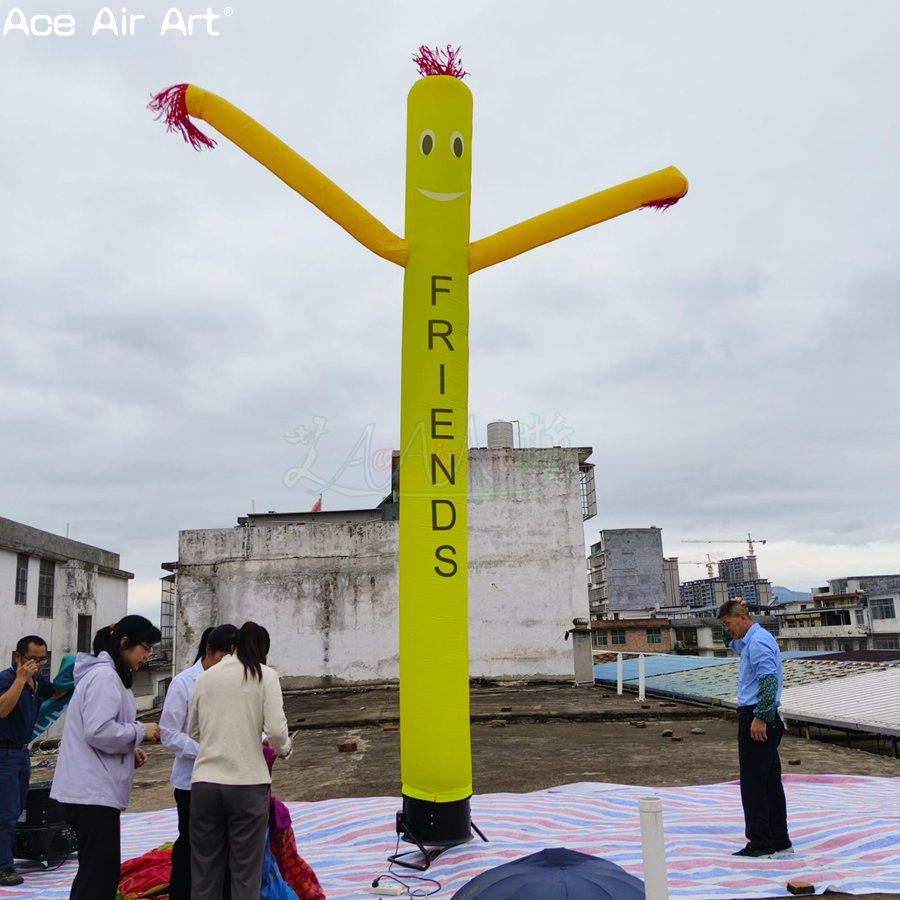 5m Tall Yellow Inflatable Air Dancer, Custom Inflatable Tube Man for Attracting Customers.
