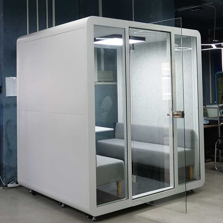 Modern Eco-Friendly 4-Layer Acoustic Office Pod Easy-to-Assemble Steel Frame Soundproof Meeting Pods for Multiple People Office