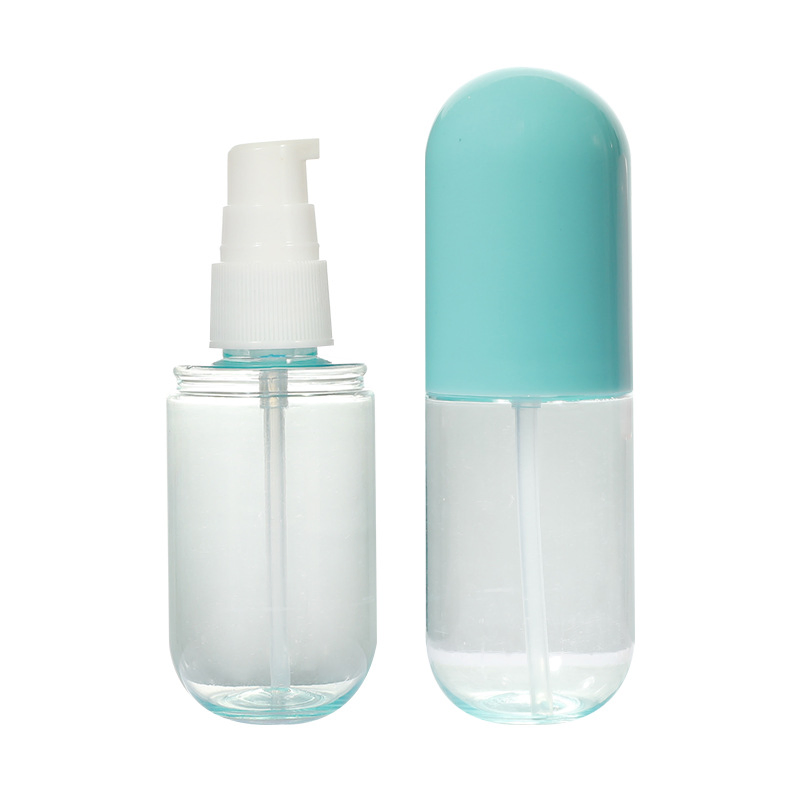 Pet 40ml 60ml Spray Bottle Emulsion Bottle Travel Bottle Cosmetic Products Packaging Capsule Shape Pet Lotion Plastic Bottle