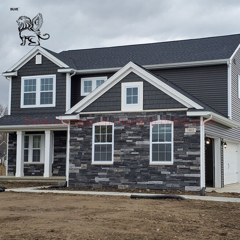 Blve Villa Exterior Wall Decoration Natural Stone Cladding Tile Grey Marble Cultural Stone Panel