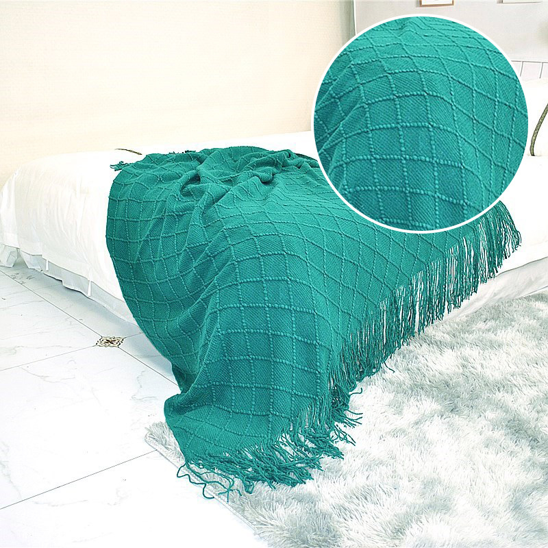Solid Color Knitted Throw Blanket Summer Home Bed Travel Sofa Blanket