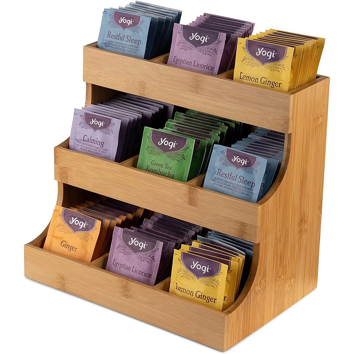 Desktop Bamboo Coffee Capsule Seasoning Tea Bag Storage Multi-Functional Household Multi-Layer Shelf