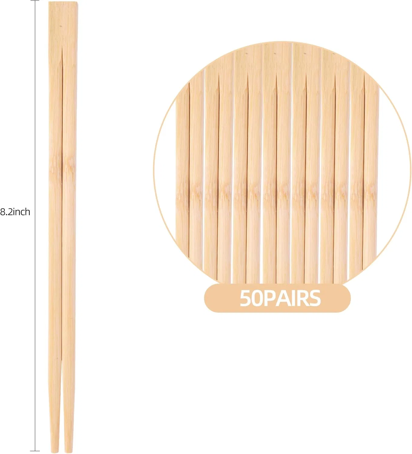 Disposable Bamboo Chopsticks Made of 50 Pairs of Natural Bamboo