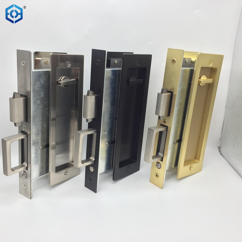 Golden Zinc Alloy Sliding Pocket Door Lock with Indicator for Bathroom Door