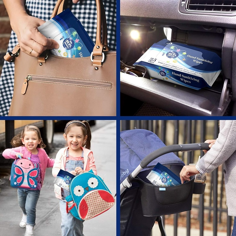 Wholesale Custom Brand Plant Based Antibacterial Hand Wipes Sanitizing Wet Wipes with Scent Dispensing Bucket Gym Wipes