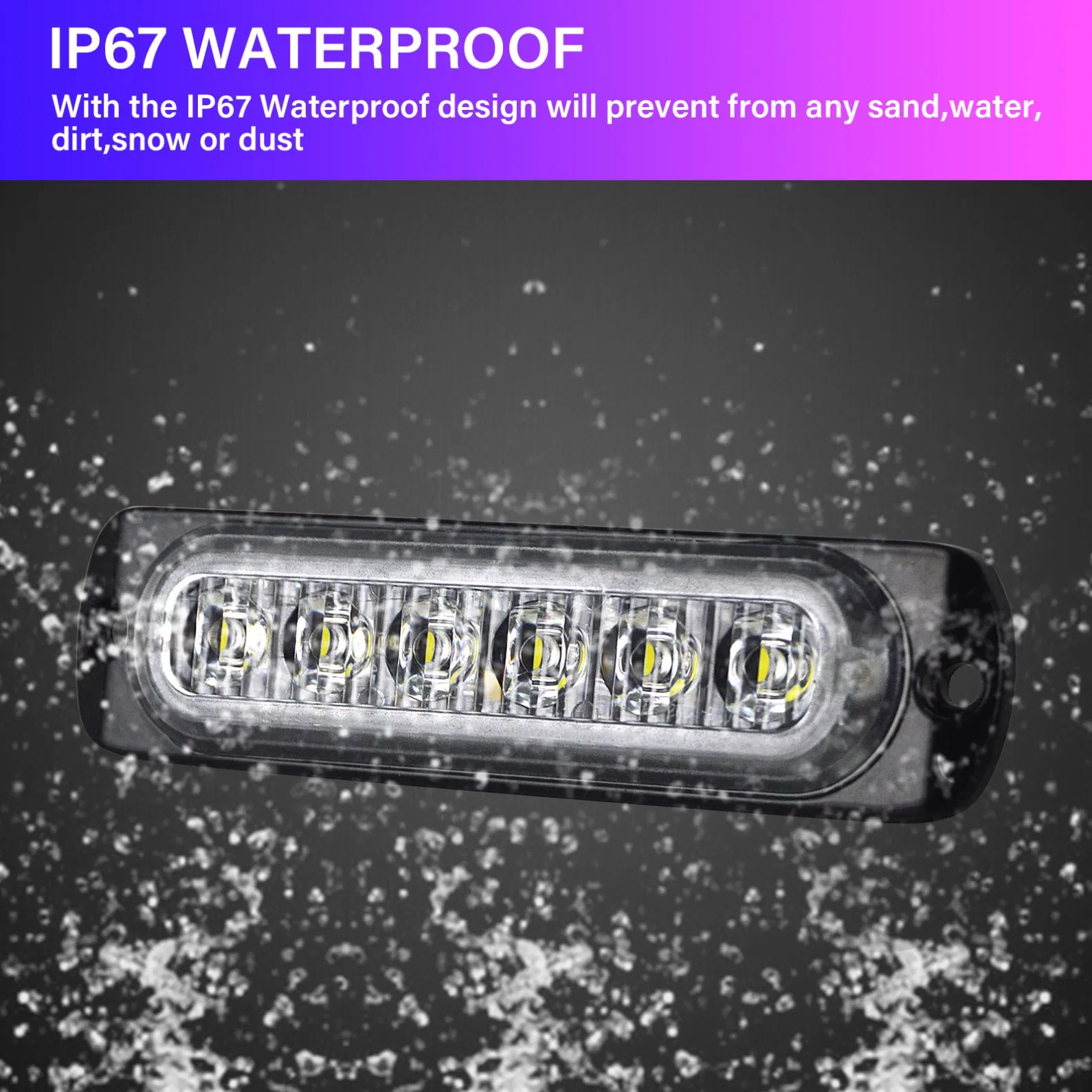 6-LED White Safety Light, 500m Beam, IP67, Waterproof Connector for Mining Equipment