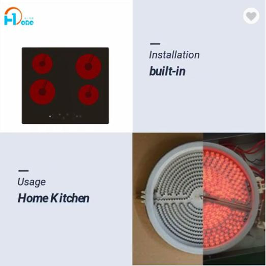 Electric Cooktop Type 4 Burner Electric Hob with Glass Surface Material and Radiant Coil Copper Coil Burner
